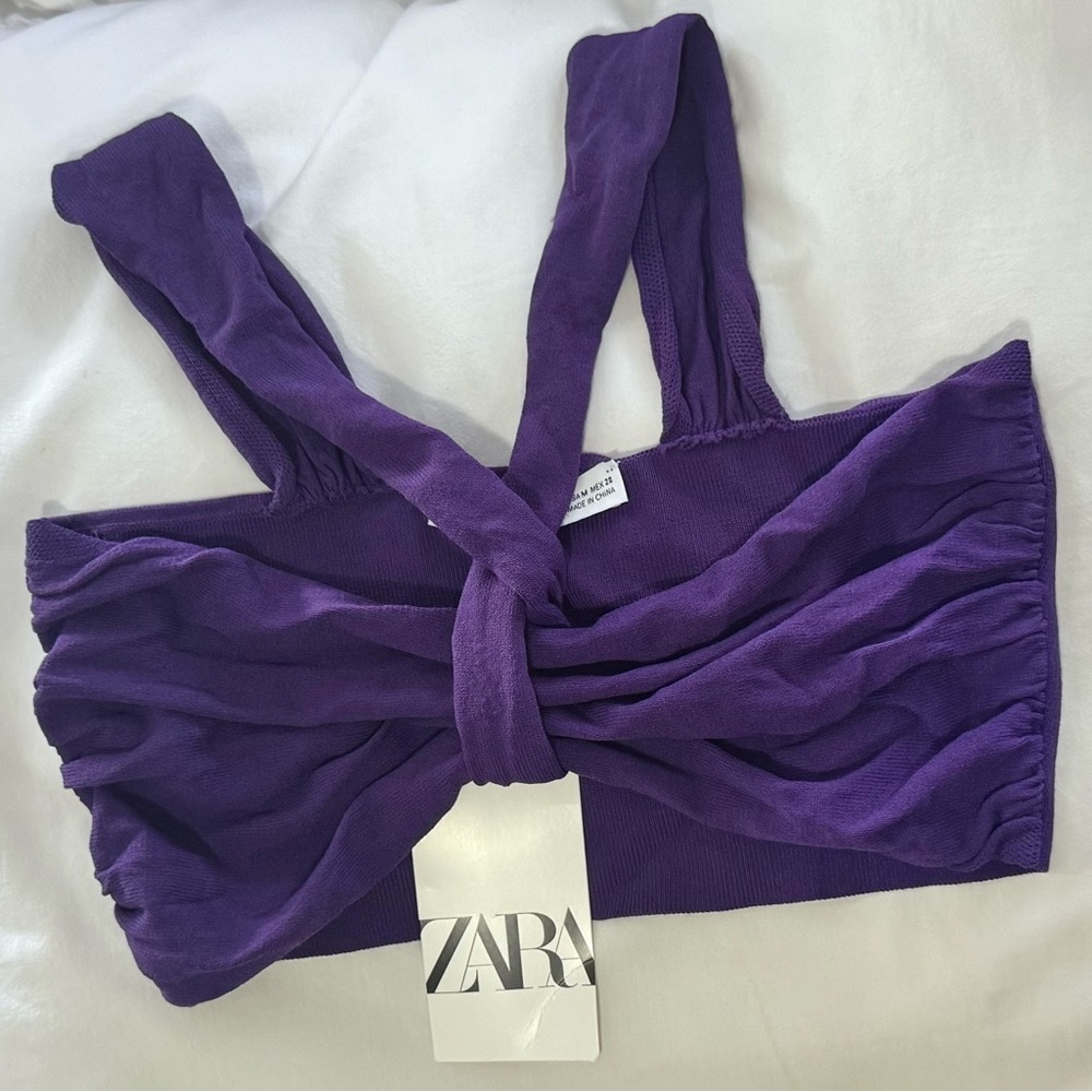 NWT Zara Purple Knit Crop Top